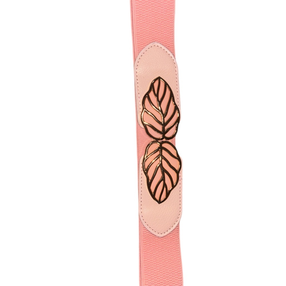 Elegant Pink Leaf-Accent Belt